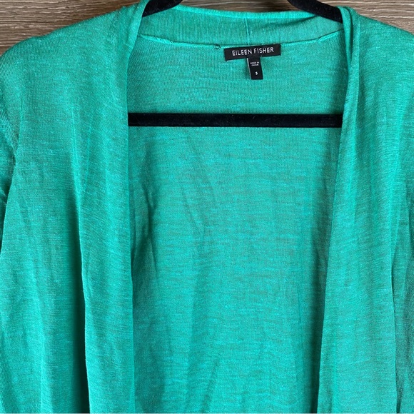 Eileen Fisher Silk & Linen Green Cardigan Size Small - Picture 3 of 6